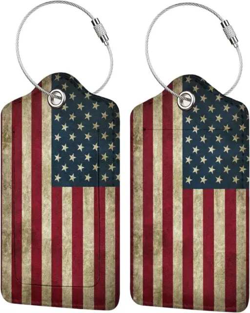 American Flag Luggage Tags for Travel Suitcase Bag Tag Name Id Tags Card Plane C