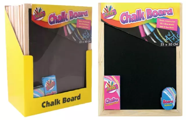 A4 Kids Childrens Chalkboard Wooden Frame with Chalks and Eraser Learn To Write