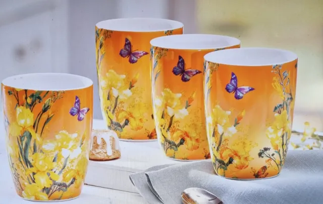 4er Set  Becher Spring Schmetterling  Kaffeebecher Tassen Kaffeebecher Teebecher
