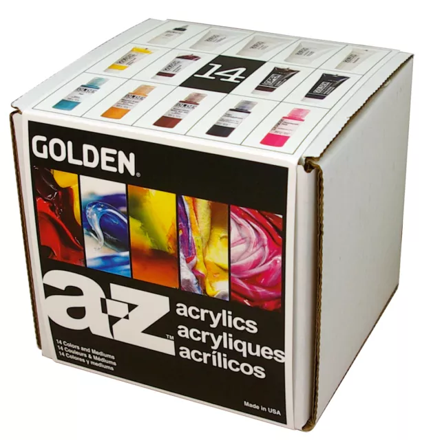 Golden A-Z Künstler Acryl Farbset 14-teilig Farben + Medien 2