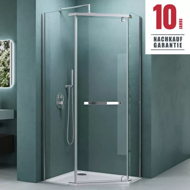 Fünfeck-Dusche Duschkabine 100 x 100 Eckdusche Duschabtrennung ESG Glas mit Nano