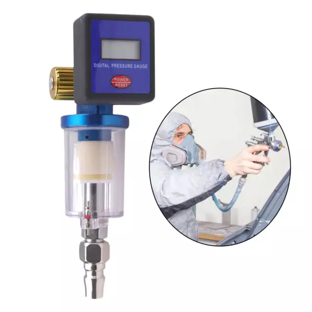 Digital Air Regulator Gauge In-Line Water Trap Filter Tool for Spray Gun