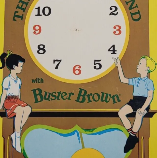 Vintage Buster Brown Shoes Clock Sign Kids Tell Time Toy Giveaway Clothing