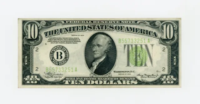 1934 (LGS) Fr.2004-B $10 U.S. New York, NEW YORK, Federal Reserve Note