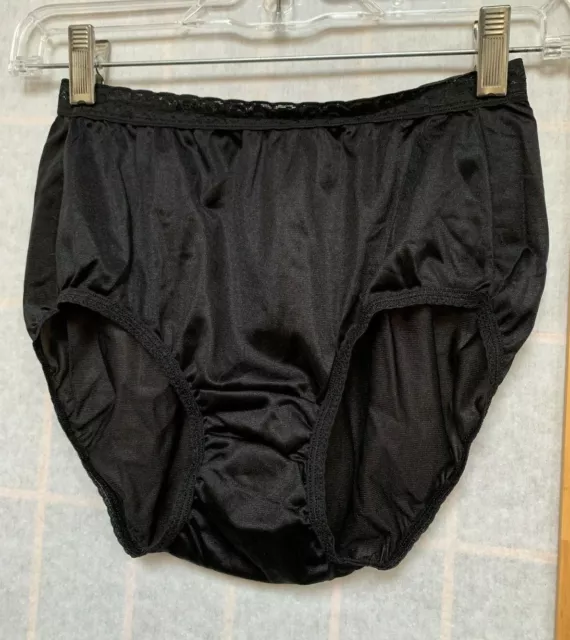 Hanes 8 XL High Waist Nylon Bikini Pantie Briefs Underwear Black