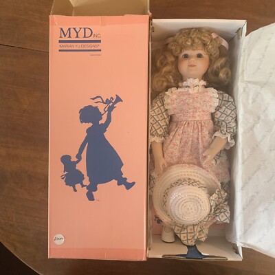 Vtg Marian Yu Designs Doll Bonnie Blonde Apron Hat COA NIB
