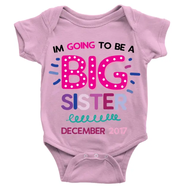 Personalised Going To Be A Big Sister Babygrow Custom Date New Baby Gift Present