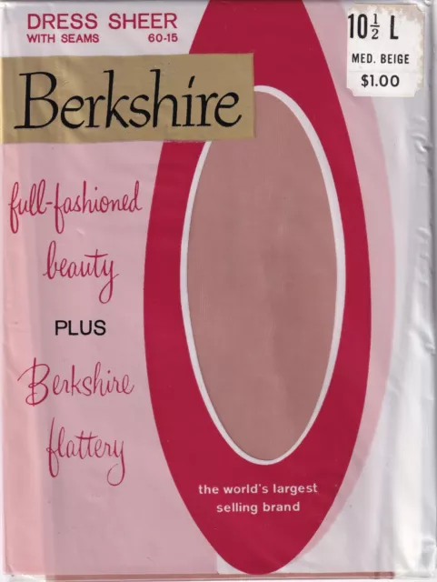 Bas nylon couture Berkshire Beige. Taille 10½. US Fully Fashioned Stockings.