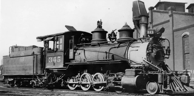 2J900 1936/70s RP DENVER & RIO GRANDE WESTERN RAILROAD 280 LOCO #345 SALIDA CO