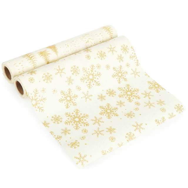 2x Tischläufer Weihnachten - Tischband - weiß/goldfarben [Auswahl variiert]