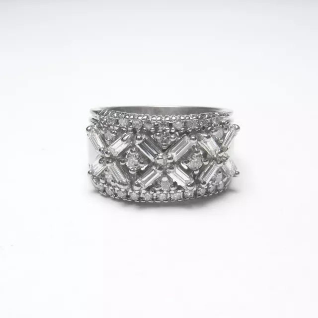 BH EFFY 14K White Gold Baguette And Brilliant Cut Diamond Cluster Ring 0.75 Cts