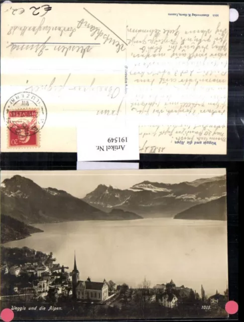 191549,Weggis Totale u. d. Alpen Kirche Vierwaldstätter See Kt Luzern