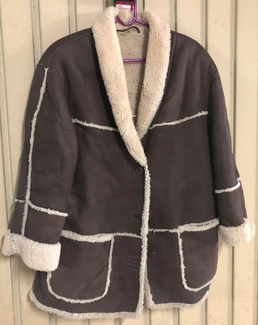 Veste En Peau De Mouton Lainée Sandro - Taille 1 - Occasion En Très Bon état - Style Caban