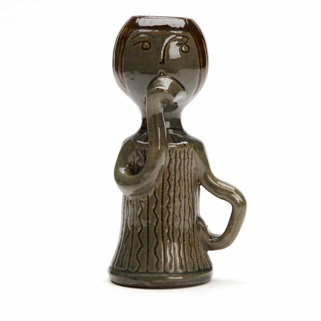 Vintage Figural Kunst Keramikvase Signiert Ulla C'lana Mitte 20C