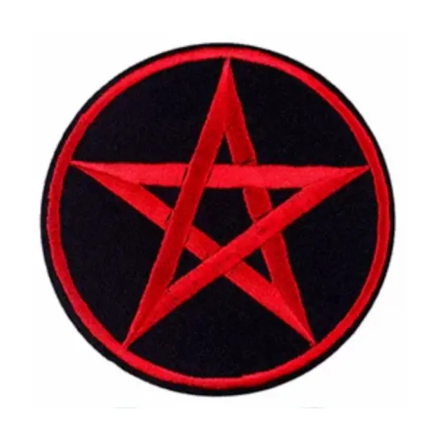 STAR PENTAGRAM Embroidered Patch Iron on Sew Badge Wiccan Witchcraft Motley Crue
