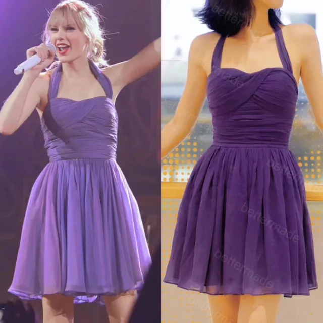 Taylor Concert Dress Purple Party Mini Sleeveless Women's Lace Up Short skirt