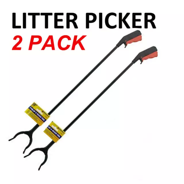 2 x Litter Picker Long Reach Pick up Tool Hand Grabber Reaching Stick 76CM