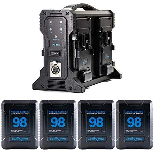 IndiPRO Tools 4 MicroSeries 98Wh V-Mount Li-Ion Battery and Quad Pro Charger Kit