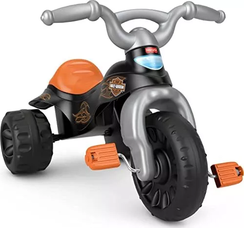 Harley-Davidson Toddler Tricycle Tough Trike Bike with Handlebar Grips and St...
