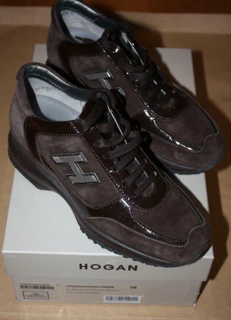 Scarpe HOGAN INTERACTIVE DONNA TG. 36 IN CAMOSCIO MARRONE - H Flock Piccola