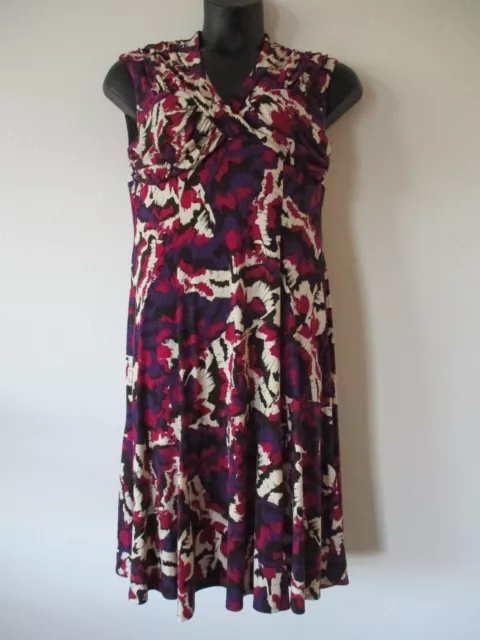 Suzi Chin for Maggy Boutique A-Line Dress Womens Size 14 Purple Fuchsia Printed