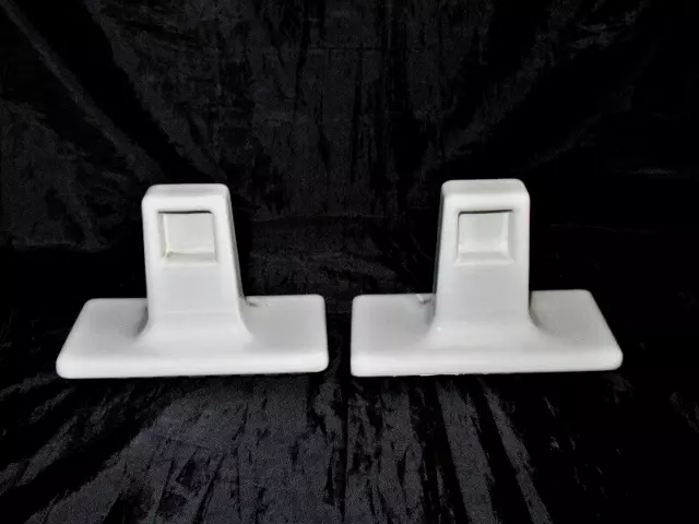 Pr Vtg Antique Art Deco White Porcelain Ceramic Bathroom Towel Bar Holder No Bar