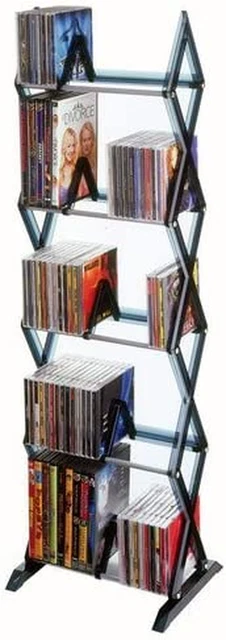 Media Shelf 5 Tier 90 DVD Tower Rack Game 130 CD Display Organizer Stand Holder