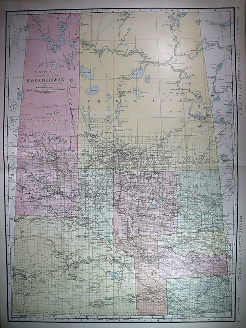 Huge Pristine 1912 McNally Atlas Map ~ SASKATCHEWAN, CANADA ~ (XXL20x28) #1283