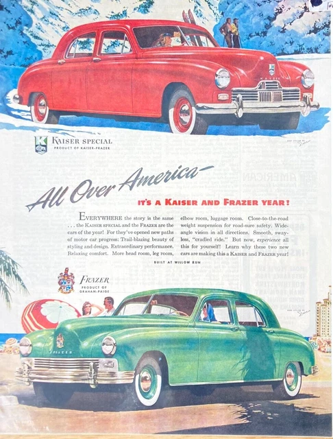 Vintage KAISER Special Frazier All Over America   1946 Magazine Print Ad BG49