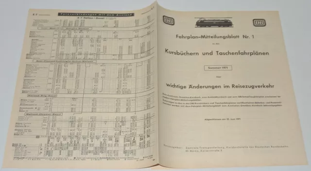 2 DB-Fahrplan-Mitteilungsblätter Sommer 1971 2