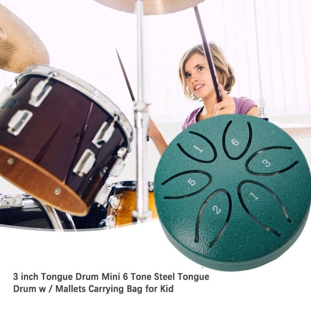Tamburo Di Lingua In Acciaio (Tongue Drum) Da 3 Pollici, 6 Toni - Con Bacchette, Per Principianti, Meditazione, Yoga