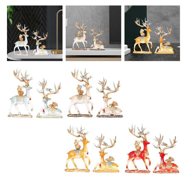 Figurines de  Couple Statues de cerf en résine pour la décoration