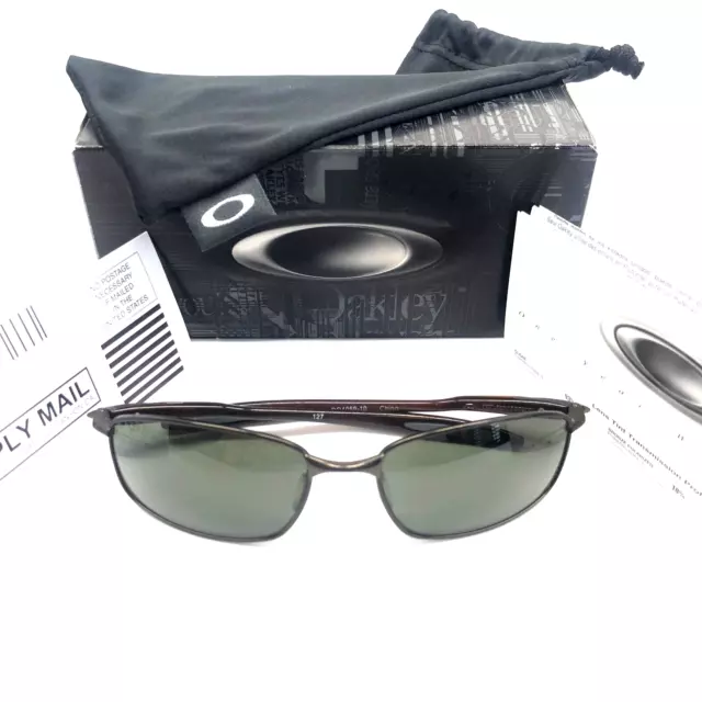 RARE NIB OAKLEY BLENDER SUNGLASSES Rootbeer Frames Silver Icons Dark Grey Lenses