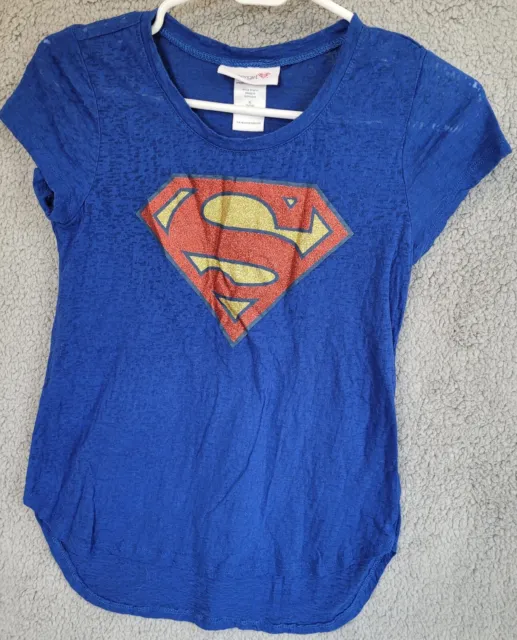 Supergirl Blue Shirt Girls XL 14-16 Cap Sleeve