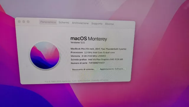 Apple MacBook Pro 13''  i5 2,3 GHz RAM 8GB SSD 128GB 2017 Two Thunderbolt 3 port