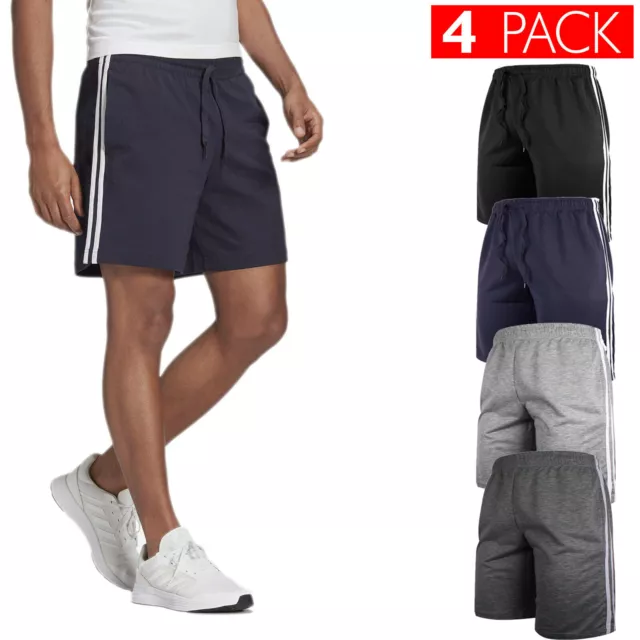 4 Pezzi Bermuda Uomo Cotone Pantaloncino Corto Casual Tuta Shorts Sport VEQUE