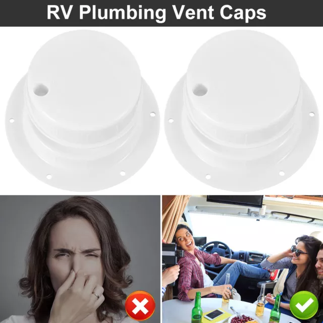 2Pcs RV Plumbing Vent Cap Kit Plastic RV Roof Vent Cover Replacement WhnSM'¤