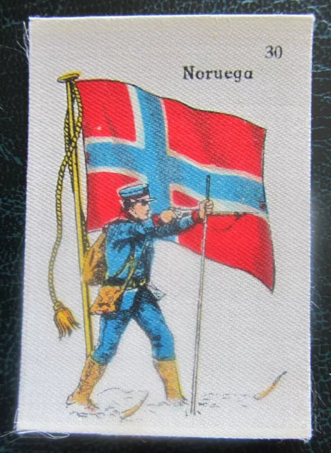Cigarette Silks Card Ww1 Norway military La Favorita Soldiers Flag ORIGINAL BACK