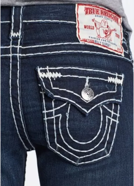 100% True Religion Brand Women Billy Super T Jeans Vintage Rollingwood Blue