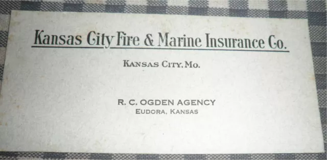 Vintage 1940's Blotter Trade Card,Kansas City Fire & Marine Insurance.Company.