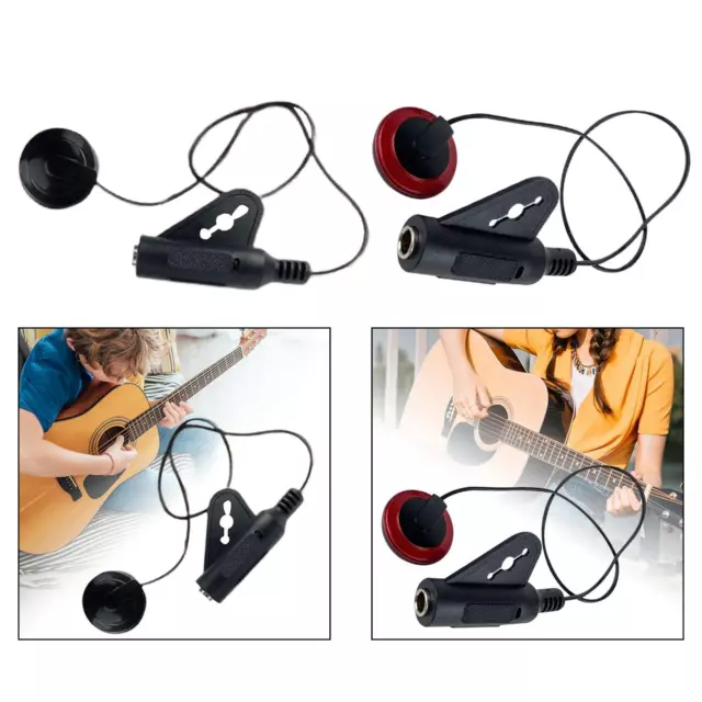 3 Capteur guitare piézo microphone de contact micro noir avec jack 6.35mm
