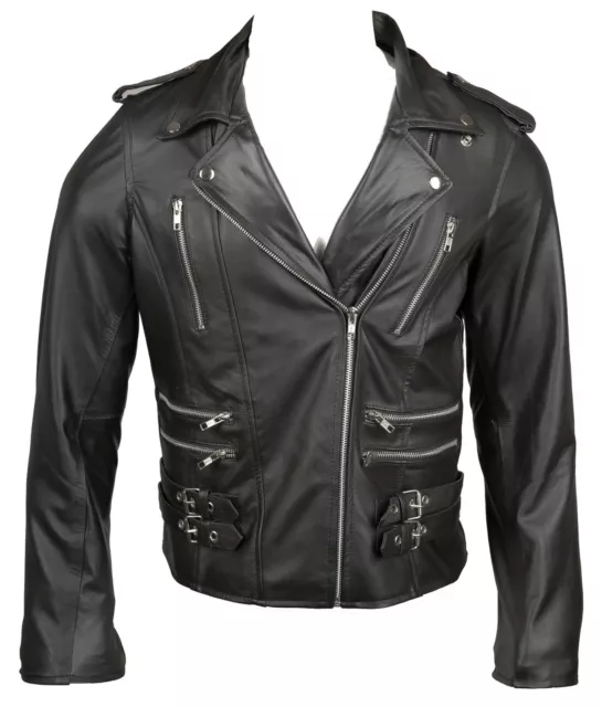 Ladies Fashion Black soft Real leather jacket Style 763