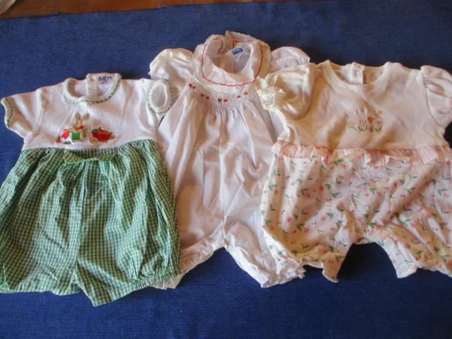 Lot de 3 barboteuses de bébé blanc vert rose Jacadi bébé 9  6 à 9 mois