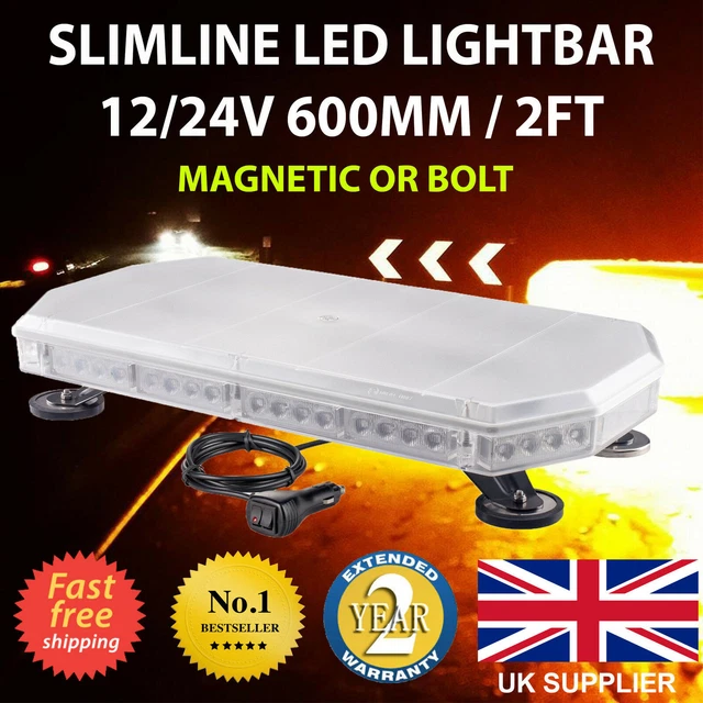 AMBER LED RECOVERY Light bar 600mm 12/24v Flashing Beacon Truck Light