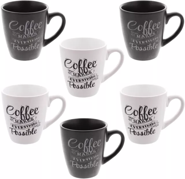 Kaffeebecher 6 Stück Coffee Tassen 200ml Possible Schwarz & Weiß Becher Tasse