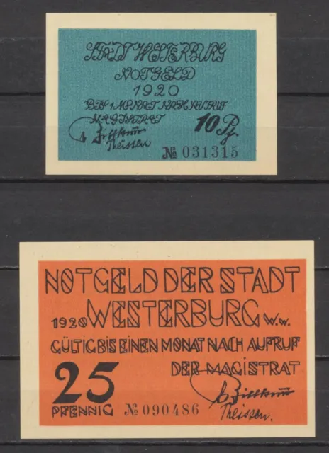 Westerburg - Stadt - 2x Notgeld - L 1376.a - G/M 1412.1 - Kompl. Satz
