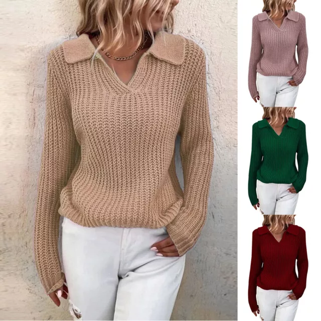 Pull Tricoté Pour Femme Pull Épais À Revers Couleur Unie Plus Chaud Pour L' 》