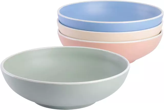 Creamy Tahini Stoneware Pasta Bowl Set, Assorted, 4-Piece