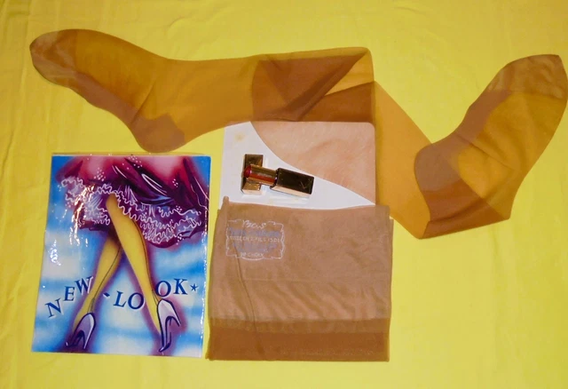 Bas Nylon 15 Vintage Pour Porte-jarretelles - Taille 3, Couleur Bronzage - Neuf Avec étiquettes