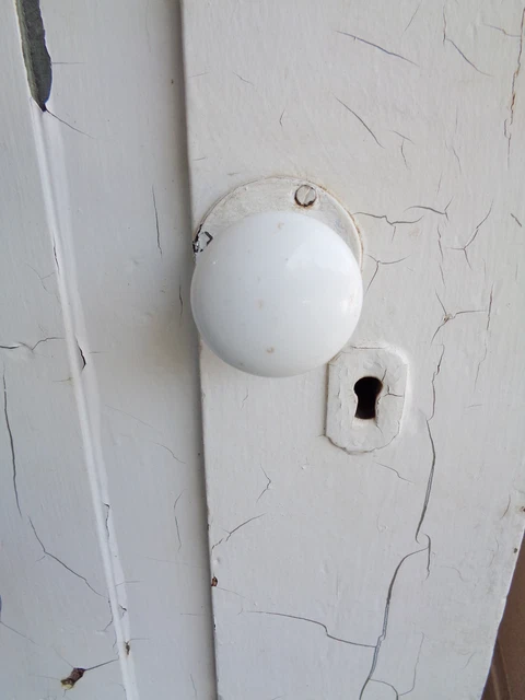 1800's Antique White Wood DOOR Interior Two Raised Panel Door 5